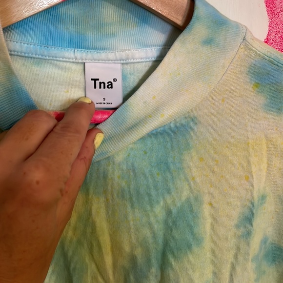 Tna aritzia size small cotton mockneck Upcycled hand dyed tie dye spray painted - Picture 4 of 8